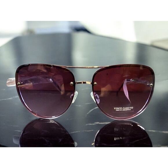 VINCE CAMUTO Aviator Sunglasses VC954-SLV Purple Lens/Silver Frame NWT